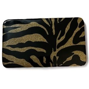 Tiger Animal Print Black & Gold Fashion Wallet |Credit Card Inserts Inside NWOT